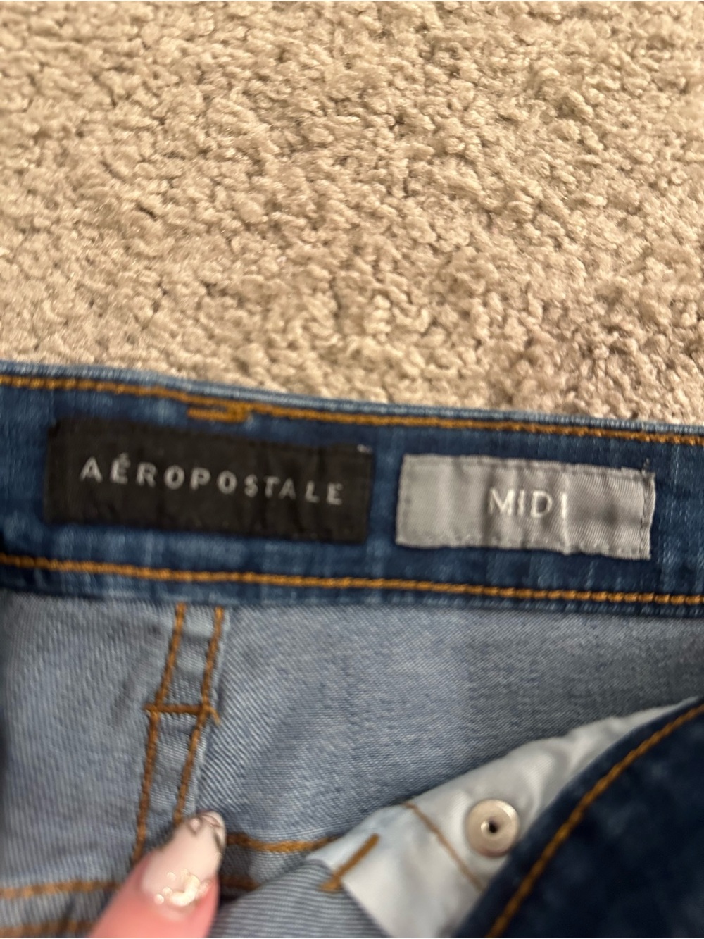 Aeropostale Distressed Blue Denim Roll-Cuff Shorts - Picture 2 of 4
